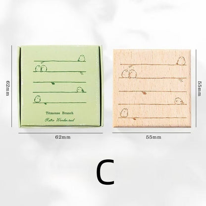 Forest Frame Wooden Stamp | Memo Wooden Stamp Set | Frame Rubber Stamp | Junk Journal Scrapbooking Planner Supplies