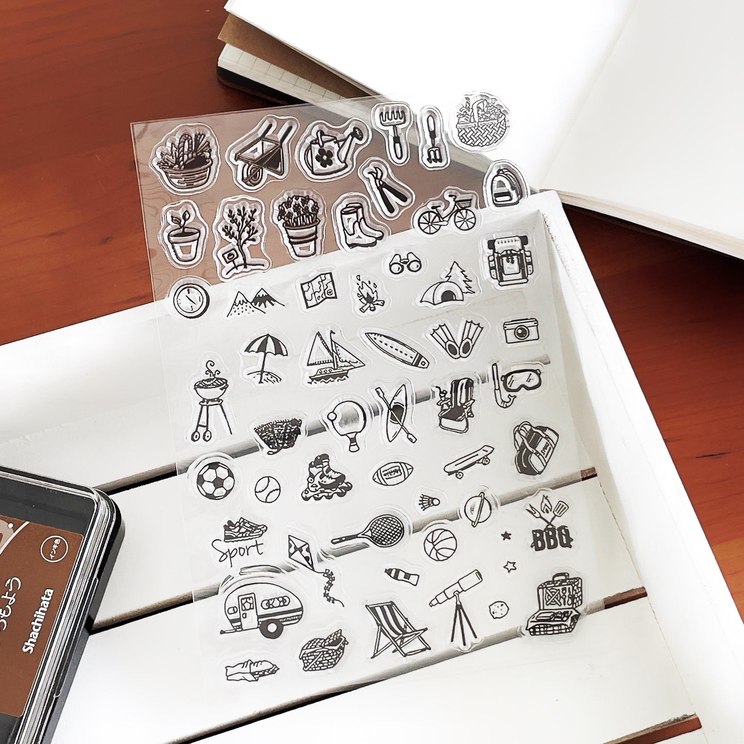 Outdoor Activities Clear Stamp | Cute Mini Icon Gardening Sport Camping Transparent Rubber Stamps | Bullet Journal Planner Accessories
