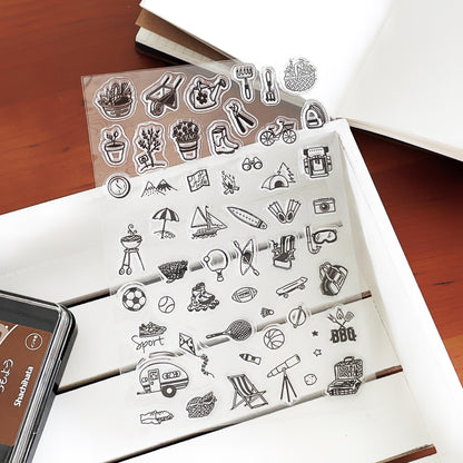Outdoor Activities Clear Stamp | Cute Mini Icon Gardening Sport Camping Transparent Rubber Stamps | Bullet Journal Planner Accessories