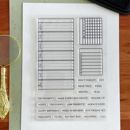 Weekly Plan Checklist To Do list Clear Stamp | Habit Tracker Transparent Rubber Stamps | Bullet Journal Planner Accessories
