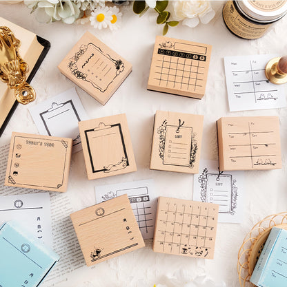 Planner Rubber Stamp | Cute Memo To Do List Weekly Monthly Daily Plan Habit Tracker Wooden Stamp | Bullet Journal Planner Stamps Accessories