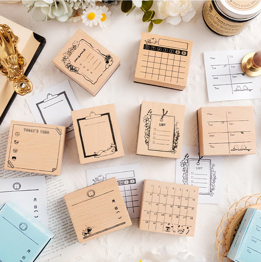 Planner Rubber Stamp | Cute Memo To Do List Weekly Monthly Daily Plan Habit Tracker Wooden Stamp | Bullet Journal Planner Stamps Accessories