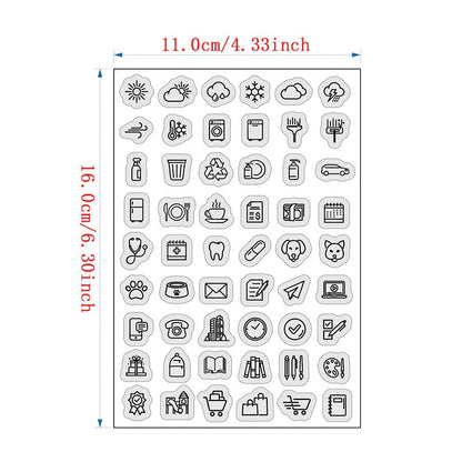 Cute Mini Icon Clear Stamp | Daily Life Weather Food Festival Travel Planner Transparent Rubber Stamps | Bullet Journal Planner Accessories