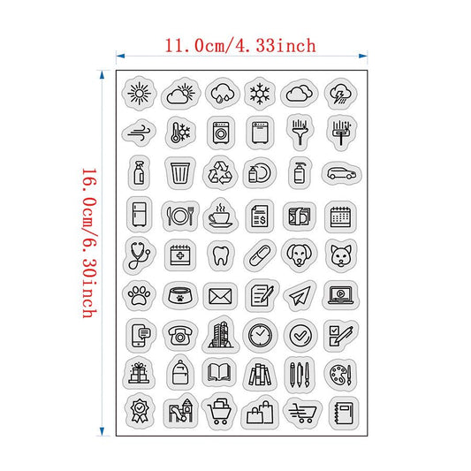Cute Mini Icon Clear Stamp | Daily Life Weather Food Festival Travel Planner Transparent Rubber Stamps | Bullet Journal Planner Accessories