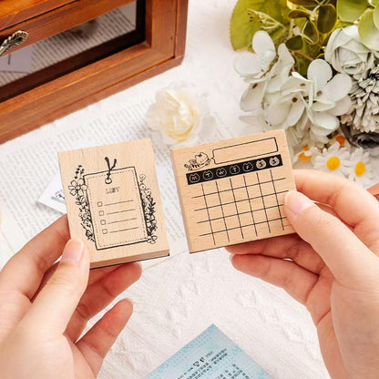 Planner Rubber Stamp | Cute Memo To Do List Weekly Monthly Daily Plan Habit Tracker Wooden Stamp | Bullet Journal Planner Stamps Accessories