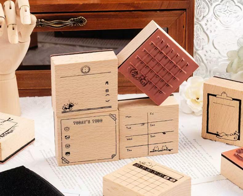 Planner Rubber Stamp | Cute Memo To Do List Weekly Monthly Daily Plan Habit Tracker Wooden Stamp | Bullet Journal Planner Stamps Accessories