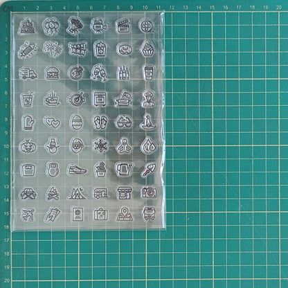 Cute Mini Icon Clear Stamp | Daily Life Weather Food Festival Travel Planner Transparent Rubber Stamps | Bullet Journal Planner Accessories