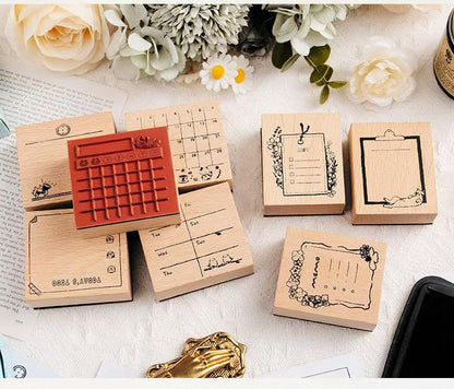 Planner Rubber Stamp | Cute Memo To Do List Weekly Monthly Daily Plan Habit Tracker Wooden Stamp | Bullet Journal Planner Stamps Accessories