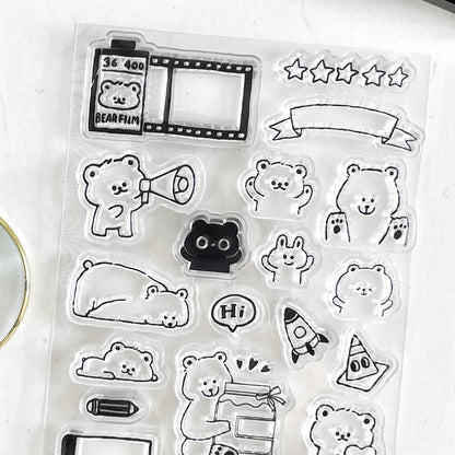Cute Bear Clear Stamp | Daily Plan Transparent Rubber Stamp Set | Planner Bullet Journal Journaling Supply TN Accessories