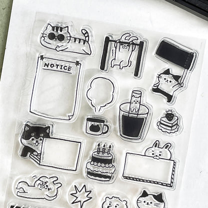 Cute Cat Clear Stamp | Daily Plan Transparent Rubber Stamp Set | Planner Bullet Journal Journaling Supply TN Accessories