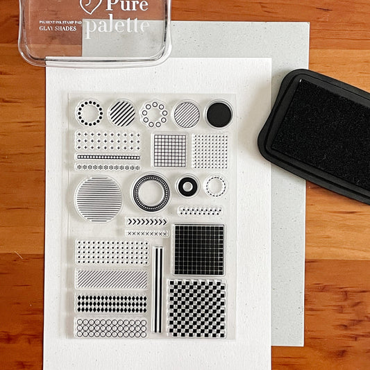 Shapes Clear Stamp | Round Circle Dot Checkered Divider Lines Border Transparent Rubber Stamps | Bullet Journal Planner Accessories