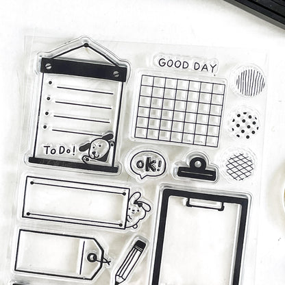 Cute Daily Plan Clear Stamp | Frame Label List Transparent Rubber Stamp Set | Planner Bullet Journal Journaling Supply TN Accessories