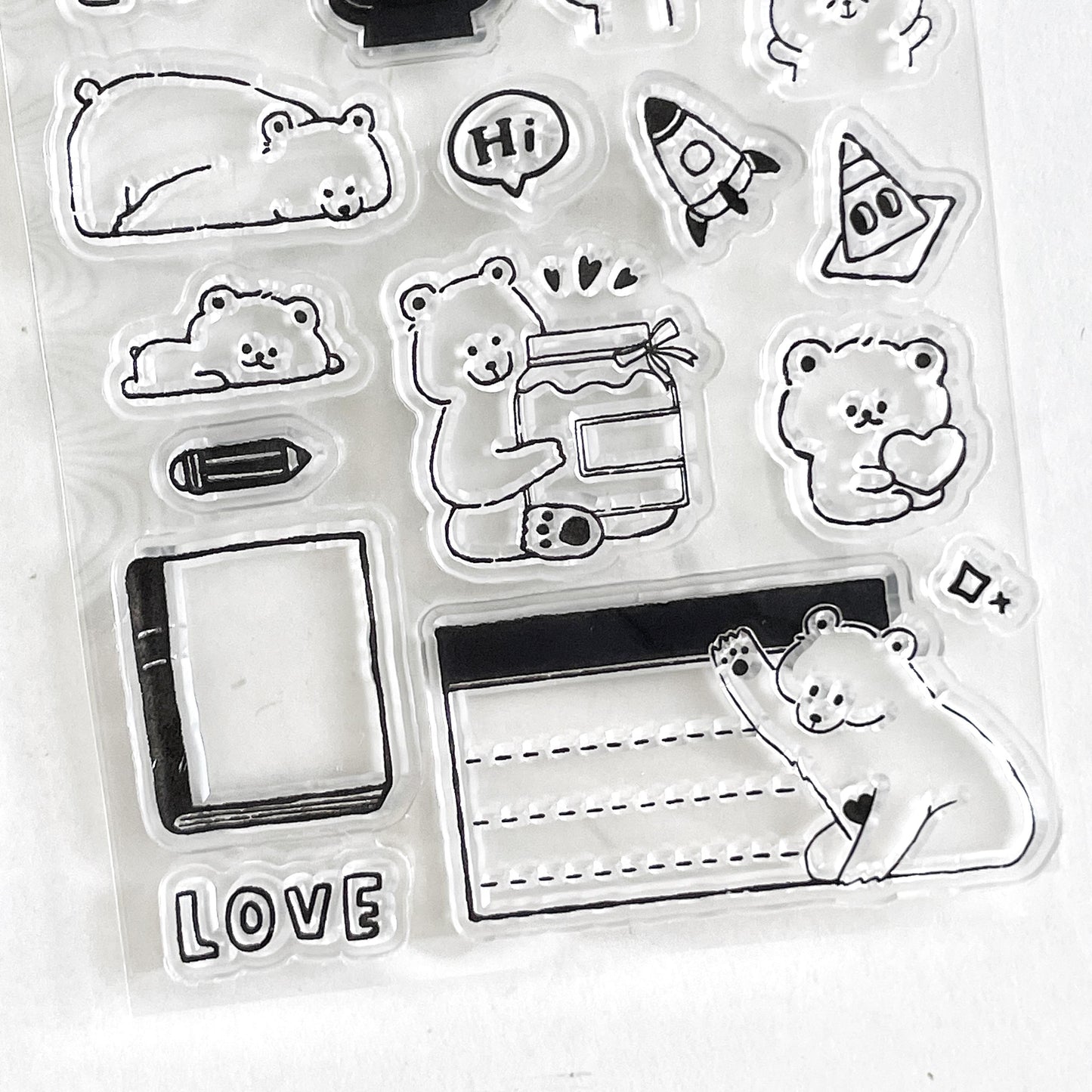 Cute Bear Clear Stamp | Daily Plan Transparent Rubber Stamp Set | Planner Bullet Journal Journaling Supply TN Accessories