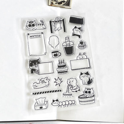 Cute Cat Clear Stamp | Daily Plan Transparent Rubber Stamp Set | Planner Bullet Journal Journaling Supply TN Accessories