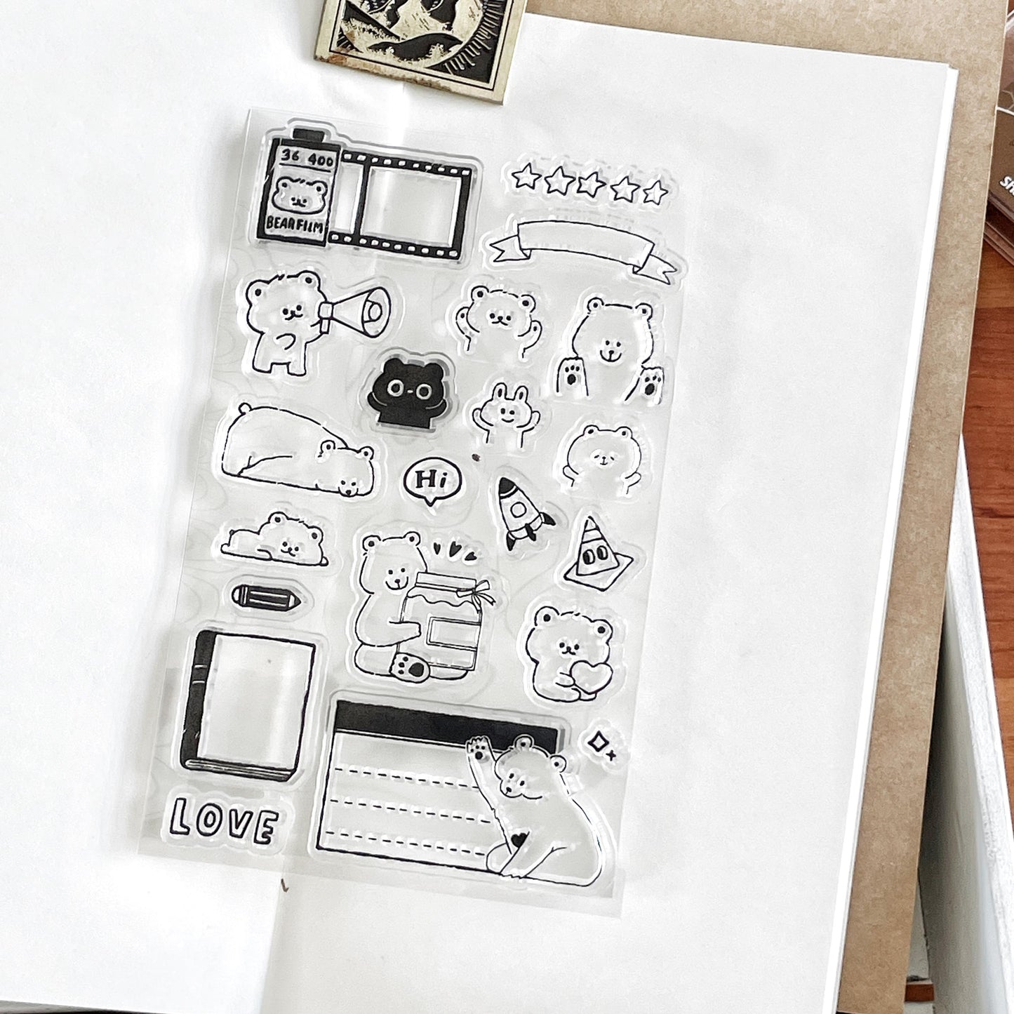 Cute Bear Clear Stamp | Daily Plan Transparent Rubber Stamp Set | Planner Bullet Journal Journaling Supply TN Accessories