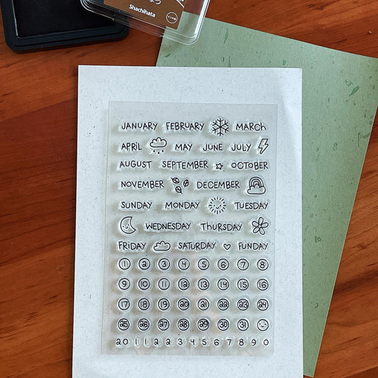 Calendar Weather Clear Stamp | Week Month Day Transparent Rubber Stamps | Bullet Journal Planner Accessories Journaling Supplies