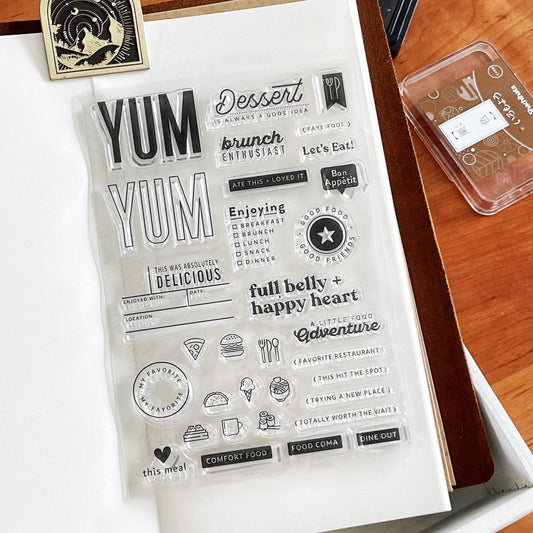 Yummy Foodl Clear Stamp | Meal Diet Food Quote Icon Fitness Transparent Rubber Stamps | Planner Accessories Card Making