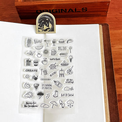 Weather Food Craft Icon Clear Stamp | Cute Mini Icon Transparent Rubber Stamps | Bullet Journal Planner Accessories Supplies