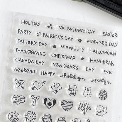 Holiday Mini Icon Journal Clear Stamp | Transparent Rubber Stamps | Card Making Scrapbooking Supplies