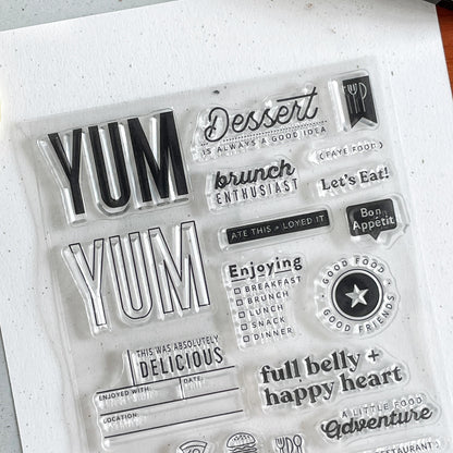 Yummy Foodl Clear Stamp | Meal Diet Food Quote Icon Fitness Transparent Rubber Stamps | Planner Accessories Card Making
