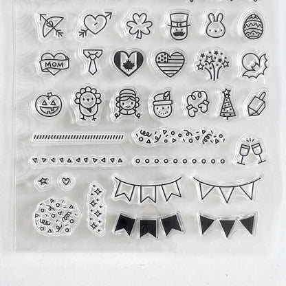 Holiday Mini Icon Journal Clear Stamp | Transparent Rubber Stamps | Card Making Scrapbooking Supplies