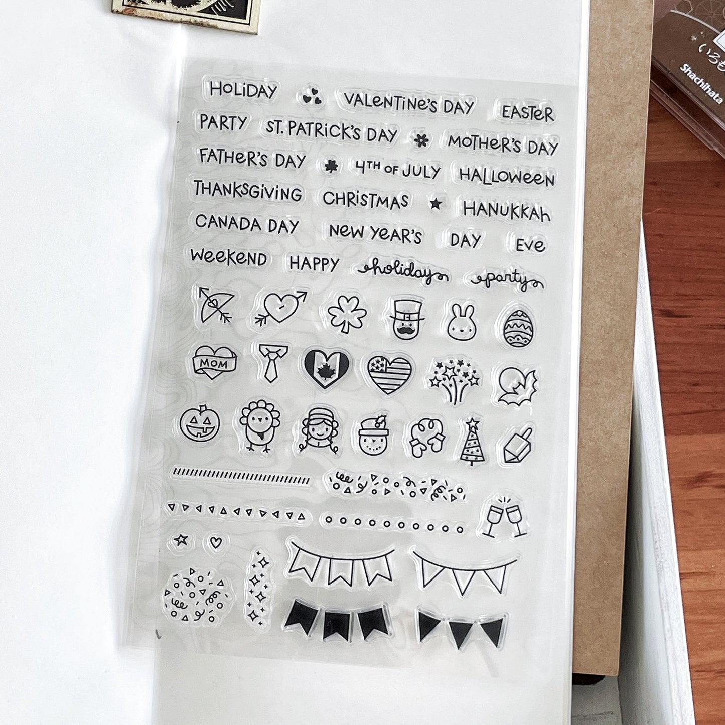 Holiday Mini Icon Journal Clear Stamp | Transparent Rubber Stamps | Card Making Scrapbooking Supplies