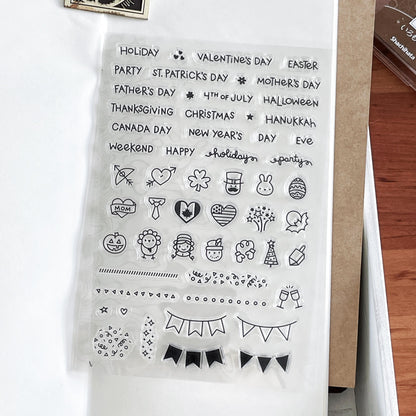 Holiday Mini Icon Journal Clear Stamp | Transparent Rubber Stamps | Card Making Scrapbooking Supplies