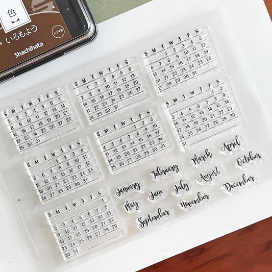 Month Calendar Clear Stamp | Monthly Plan Date 2025 Transparent Rubber Stamps | Bullet Journal Planner Accessories Journaling Supplies