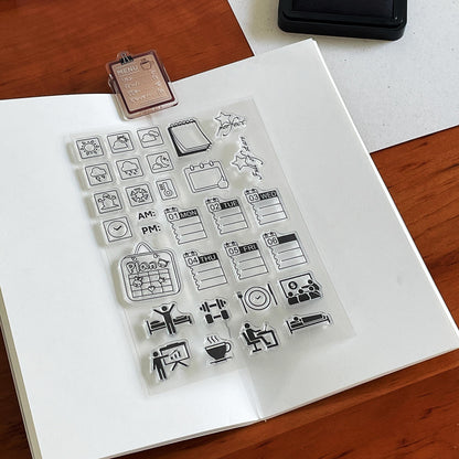 Weather Daily Routine Clear Stamp | Work Plan Transparent Rubber Stamps | Bullet Journal Planner Accessories Journaling Supplies