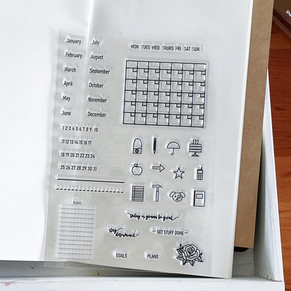Month Week Date Icon Calendar Clear Stamp | Daily Plan Transparent Rubber Stamps | Bullet Journal Planner Accessories Journaling Supplies