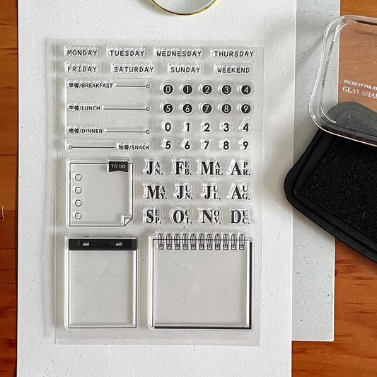 Daily Plan Clear Stamp | Monthly Plan To Do List Date Calendar Transparent Rubber Stamps | Bullet Journal Planner Stamps
