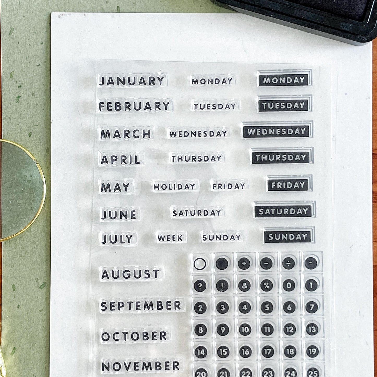 Month Week Date Calendar Clear Stamp | Daily Plan Transparent Rubber Stamps | Bullet Journal Planner Accessories Journaling Supplies