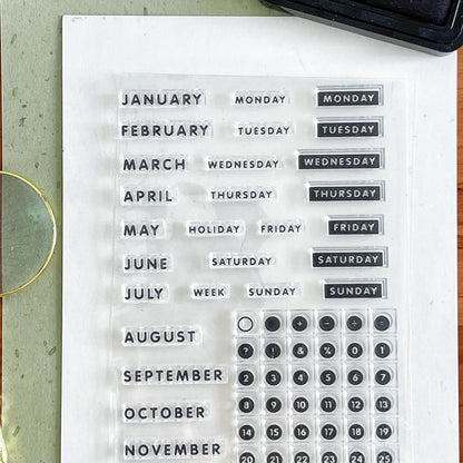 Month Week Date Calendar Clear Stamp | Daily Plan Transparent Rubber Stamps | Bullet Journal Planner Accessories Journaling Supplies