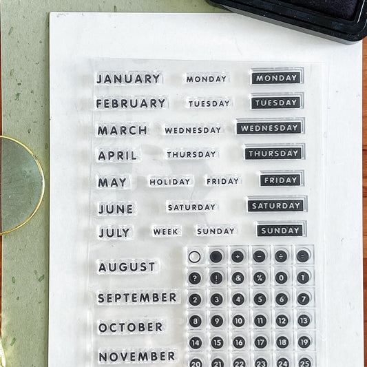 Month Week Date Calendar Clear Stamp | Daily Plan Transparent Rubber Stamps | Bullet Journal Planner Accessories Journaling Supplies