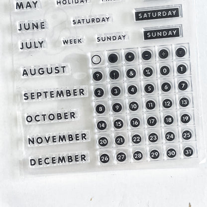 Month Week Date Calendar Clear Stamp | Daily Plan Transparent Rubber Stamps | Bullet Journal Planner Accessories Journaling Supplies