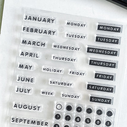 Month Week Date Calendar Clear Stamp | Daily Plan Transparent Rubber Stamps | Bullet Journal Planner Accessories Journaling Supplies