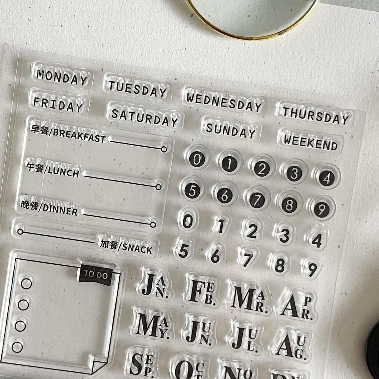 Daily Plan Clear Stamp | Monthly Plan To Do List Date Calendar Transparent Rubber Stamps | Bullet Journal Planner Stamps