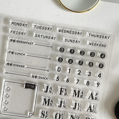Daily Plan Clear Stamp | Monthly Plan To Do List Date Calendar Transparent Rubber Stamps | Bullet Journal Planner Stamps