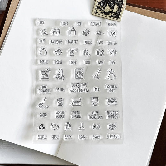 Housework Chore Clear Stamp | Mini IconTransparent Rubber Stamps | Bullet Journal Planner Accessories Journaling Supplies