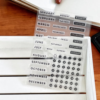 Month Week Date Calendar Clear Stamp | Daily Plan Transparent Rubber Stamps | Bullet Journal Planner Accessories Journaling Supplies