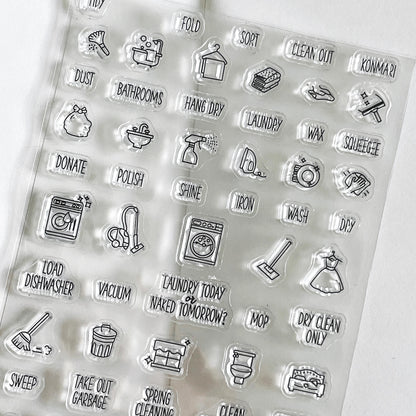 Housework Chore Clear Stamp | Mini IconTransparent Rubber Stamps | Bullet Journal Planner Accessories Journaling Supplies