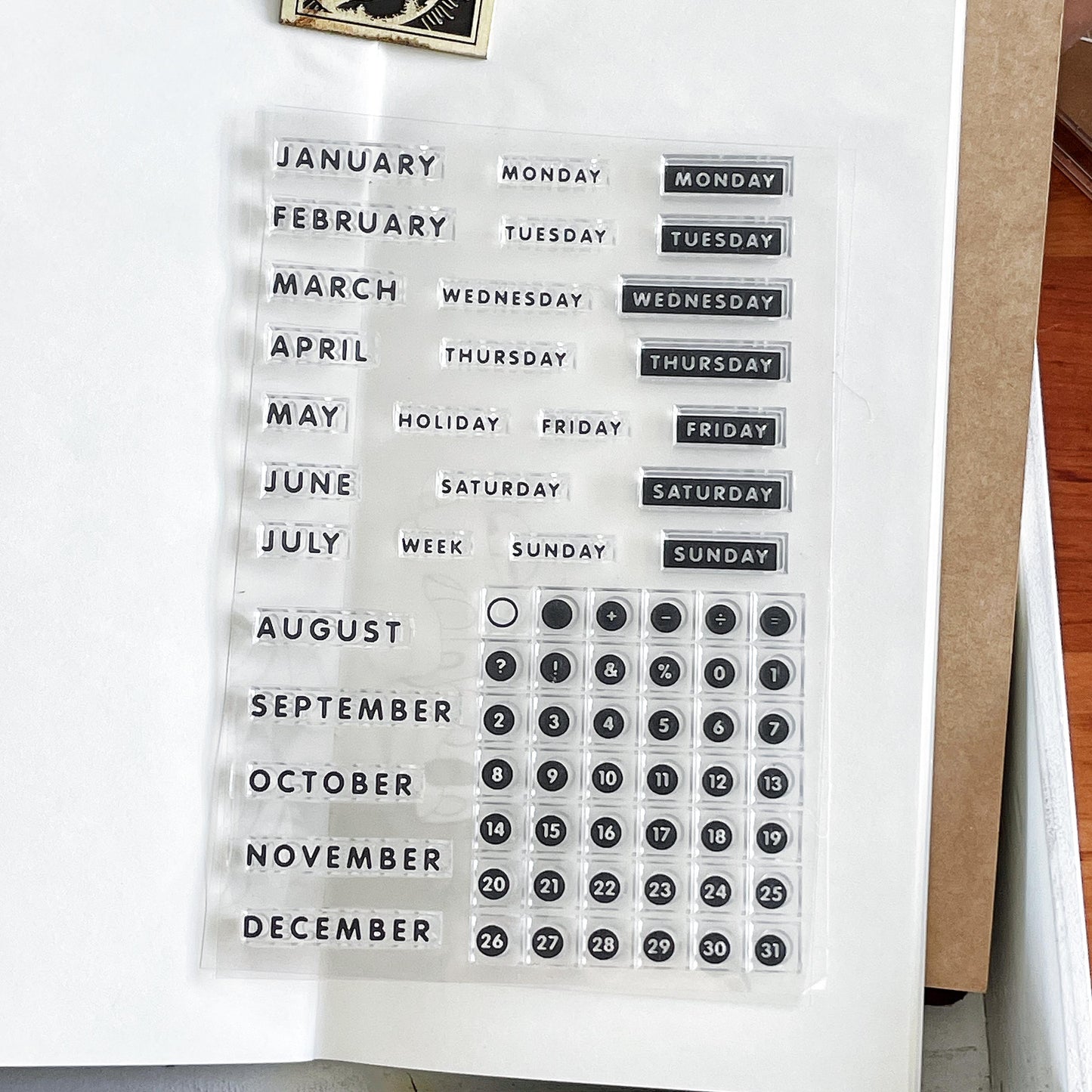 Month Week Date Calendar Clear Stamp | Daily Plan Transparent Rubber Stamps | Bullet Journal Planner Accessories Journaling Supplies