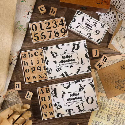 Wooden Alphanumeric Stamp Set | Uppercase Lowercase Letter Number Stamps for Planner Journal | Scrapbooking Supplies | Bullet Journal Stamp