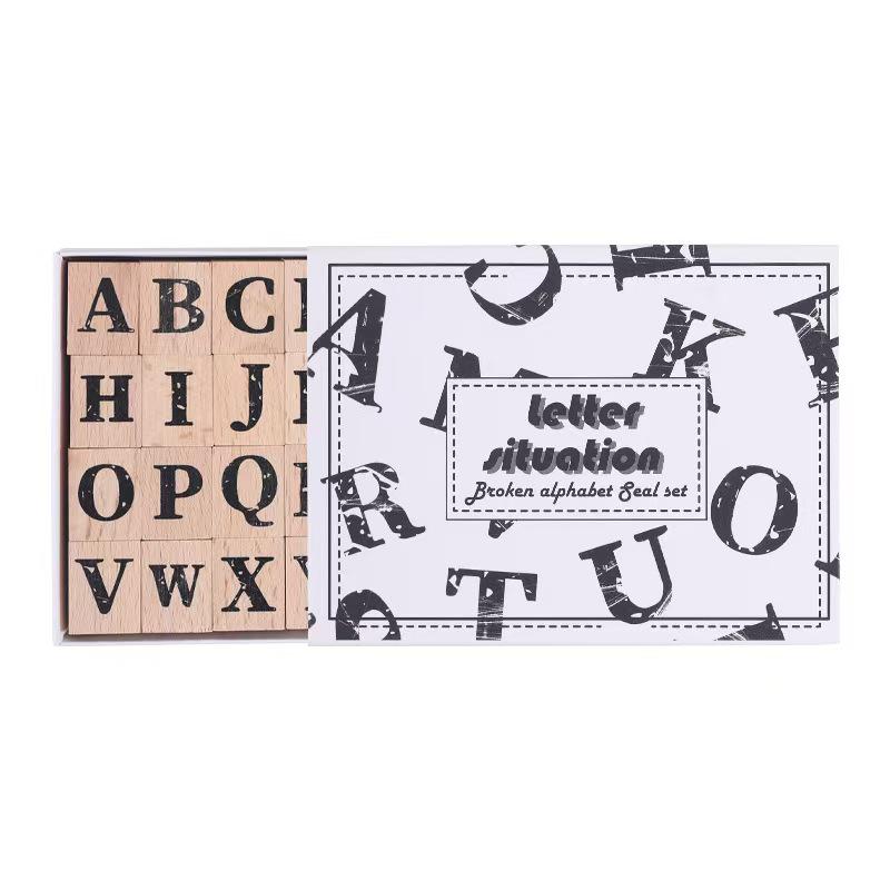 Wooden Alphanumeric Stamp Set | Uppercase Lowercase Letter Number Stamps for Planner Journal | Scrapbooking Supplies | Bullet Journal Stamp
