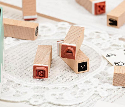 Cute Wooden Alphanumeric Stamp Set | Letter Number Icon Stamps for Planner Journal | Scrapbooking Supplies