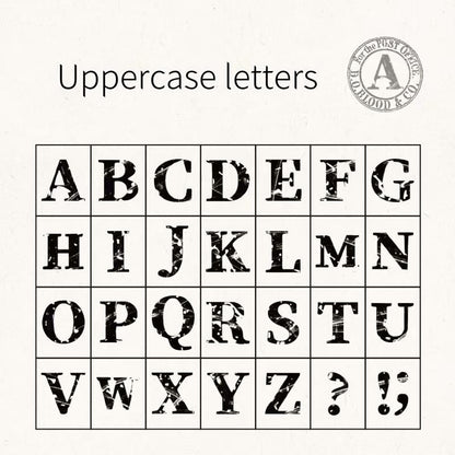 Wooden Alphanumeric Stamp Set | Uppercase Lowercase Letter Number Stamps for Planner Journal | Scrapbooking Supplies | Bullet Journal Stamp