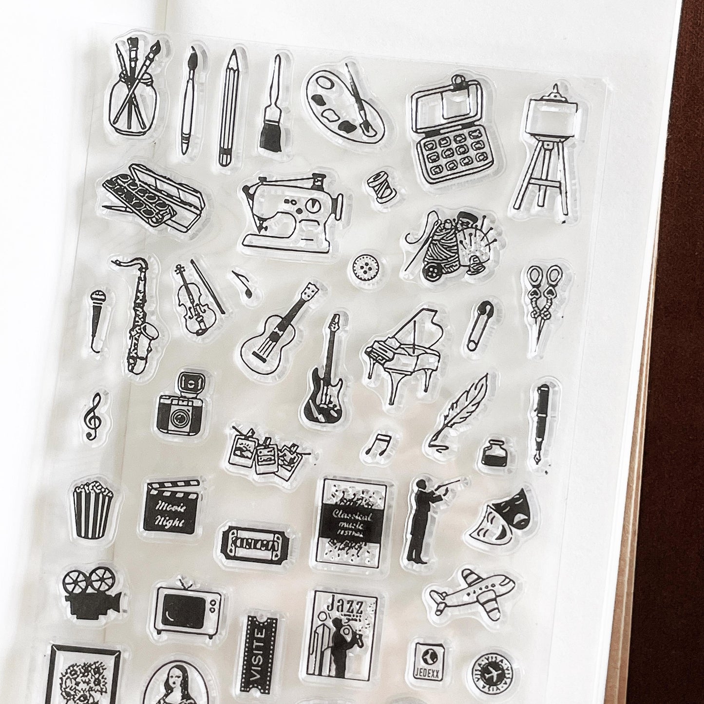 Hobby Clear Stamp | Mini Icon Arts Painting Music Crafts Movie Travel Transparent Rubber Stamps | Bullet Journal Planner Accessories