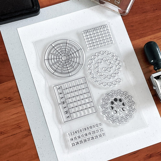 Circular Habit Tracker Clear Stamp | Calendar Weekly Plan Transparent Rubber Stamps | Bullet Journal Planner Accessories