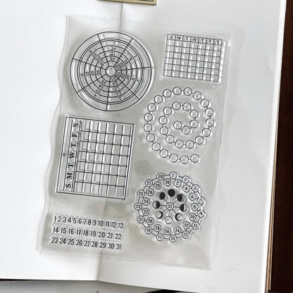 Circular Habit Tracker Clear Stamp | Calendar Weekly Plan Transparent Rubber Stamps | Bullet Journal Planner Accessories