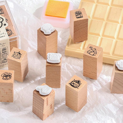Happy Puppy Cat Mini Rubber Stamp | Cute Wooden Stamp Set | Daily Plan Planner Bullet Journal Stamp